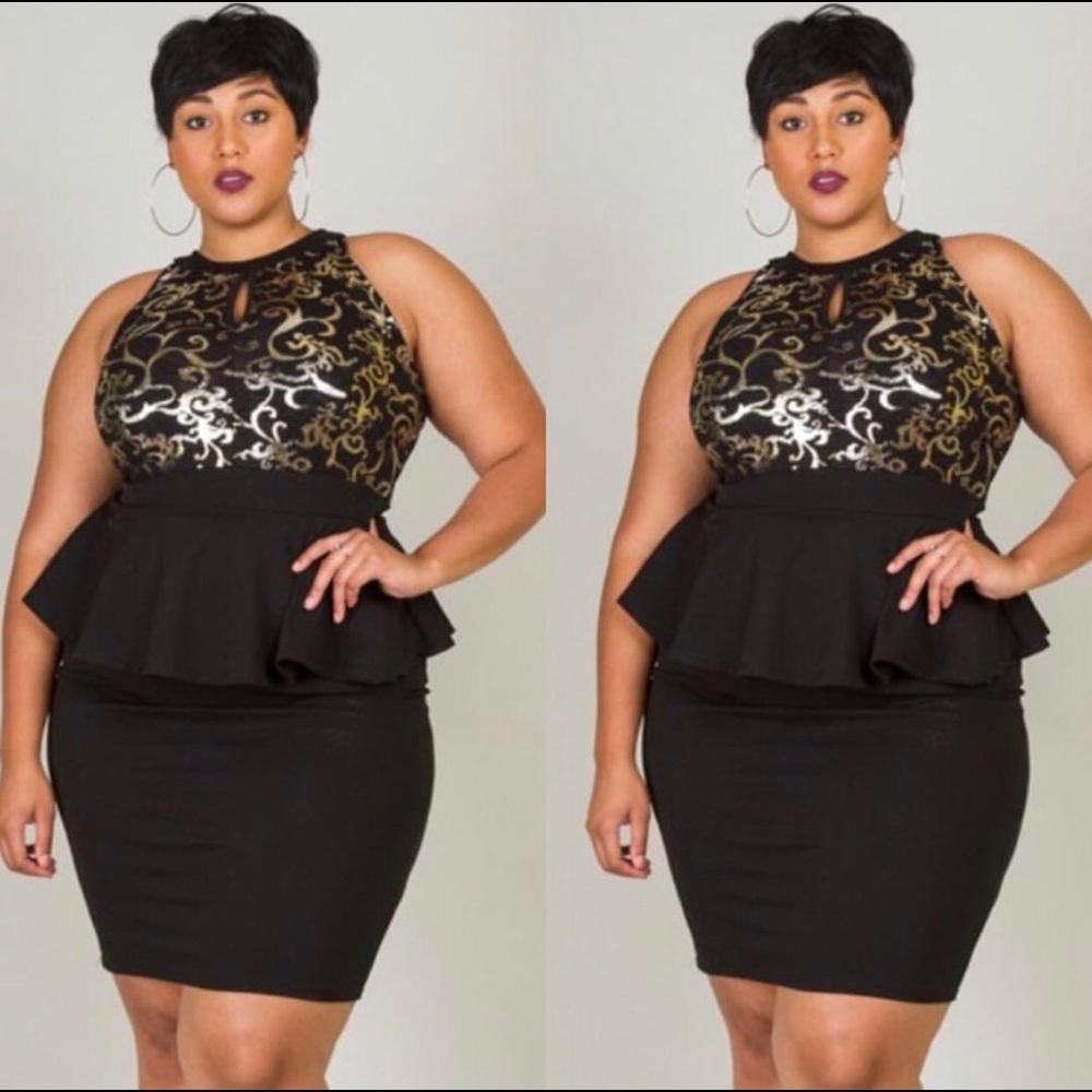 Black and Gold Midi dress